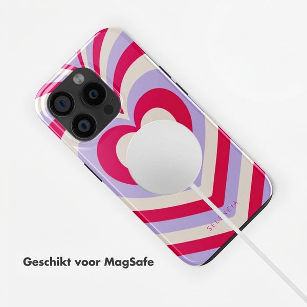 Selencia Vivid Backcover met MagSafe Apple iPhone 15 Pro - Double Hearts Rubine Red Lilac
