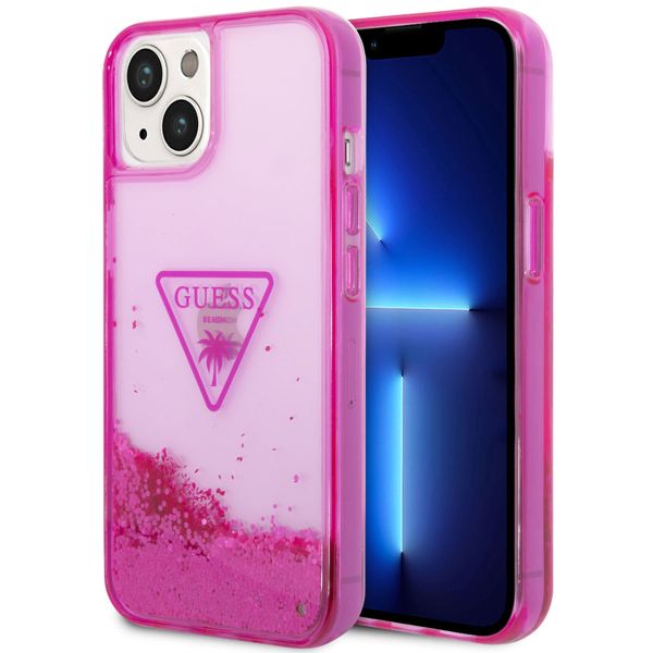 Guess Liquid Glitter Backcover iPhone 14 - Fuchsia