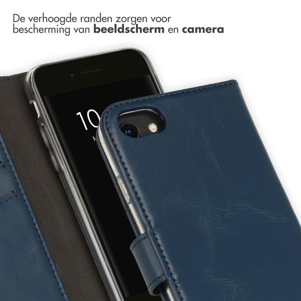 Selencia Echt Leren Bookcase iPhone SE (2022 / 2020) / 8 / 7 / 6(s) - Blauw