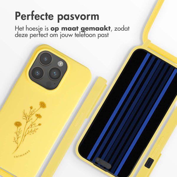 imoshion Siliconen design hoesje met koord iPhone 15 Pro - Flower Yellow