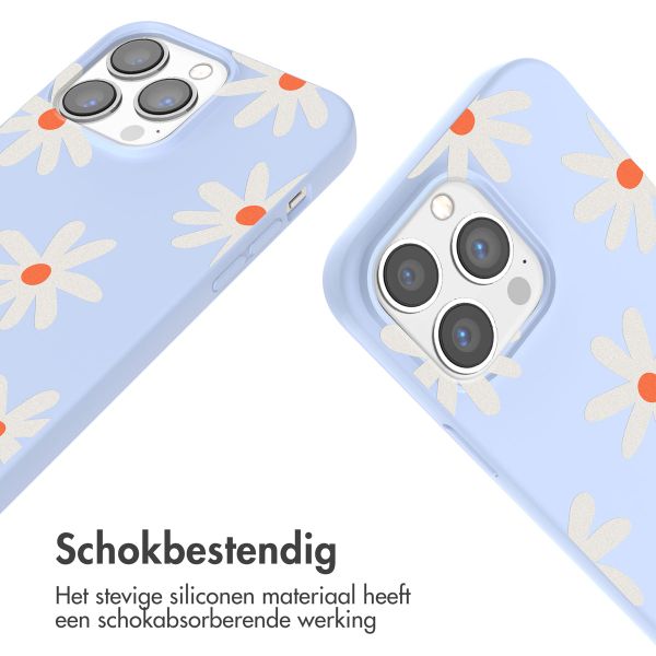 imoshion Siliconen design hoesje met koord iPhone 13 Pro - Lila Flower Distance