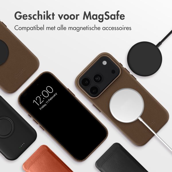 Accezz MagSafe Leather Backcover Apple iPhone 18 Pro / 17 Pro - Coffee Brown