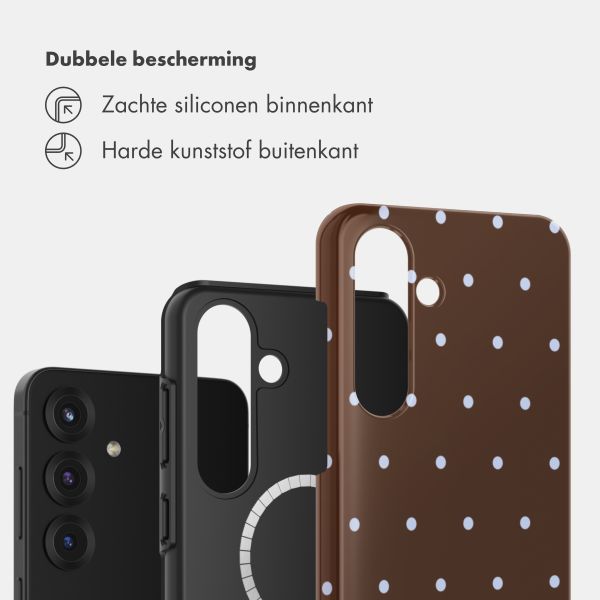 Selencia Vivid Backcover met MagSafe Samsung Galaxy S25 - Happy Dots Chocolate