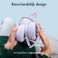 imoshion Kids LED Light Cat Ear Bluetooth Headphones - Kinder koptelefoon - Draadloze koptelefoon + AUX kabel - Lavender Lilac