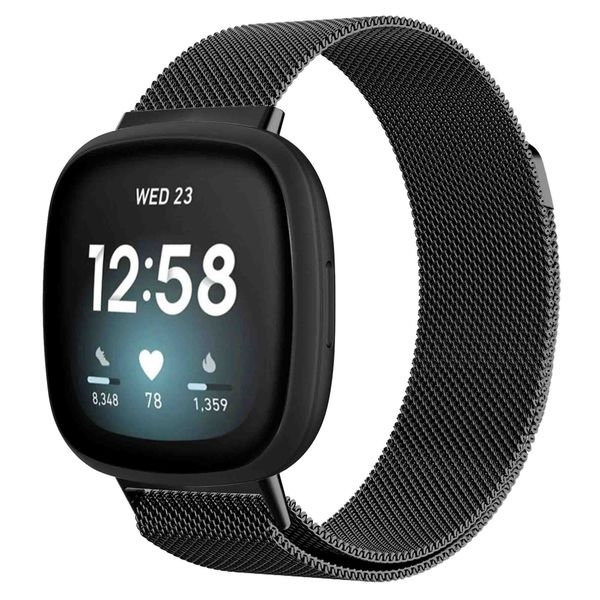 imoshion Milanees magnetisch bandje Fitbit Versa 3 - Maat M - Zwart