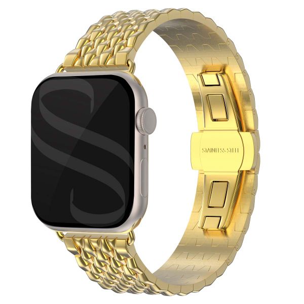 Selencia Stalen draak band Apple Watch Series 1 t/m 9 / SE (38/40/41 mm) | Series 10 (42 mm) - Goud