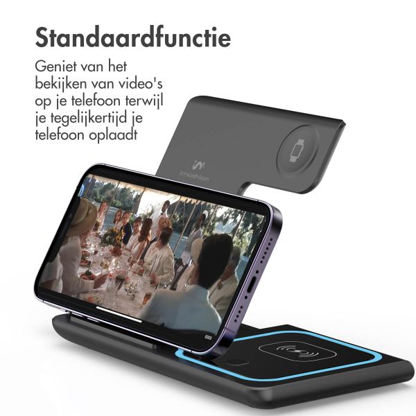 imoshion Opvouwbare Wireless Charger - 3 in 1 draadloze oplader - 15 Watt - Zwart