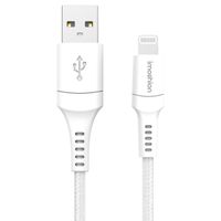 imoshion Lightning naar USB kabel - Non-MFi - Gevlochten textiel - 0,25 meter - Wit