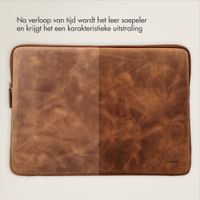 Accezz Leather Laptop hoes met rits 15-16 inch - Laptopsleeve - Cognac
