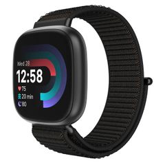 imoshion Nylon bandje met klittenbandsluiting Fitbit Versa 4/ 3 / Sense (2) - Zwart