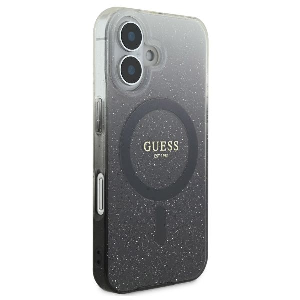 Guess MagSafe IML Glitter Gradient Case Apple iPhone 16 - Zwart