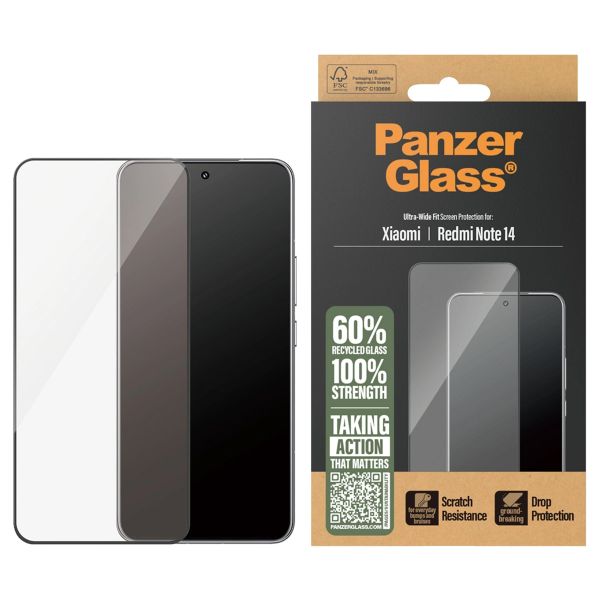 PanzerGlass Ultra-Wide Fit Anti-Bacterial Screenprotector Xiaomi Redmi Note 14 (4G)