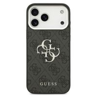Guess 4G Metal Logo Backcover Apple iPhone 17 Pro Max - Silver Edge - Black