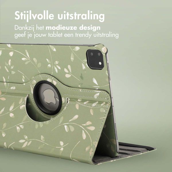 imoshion 360° Draaibare Design Bookcase Apple iPad Pro 11 (2024) M4 - Green Flowers