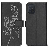 imoshion Design Softcase Bookcase Galaxy A71 - Woman Flower Black