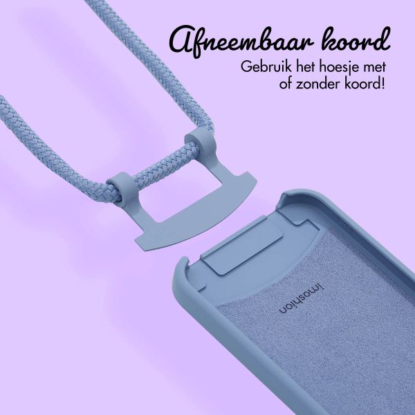 Gepersonaliseerd Color Backcover MagSafe met afneembaar koord en sierlijk hartje  iPhone 13 - Ash Blue