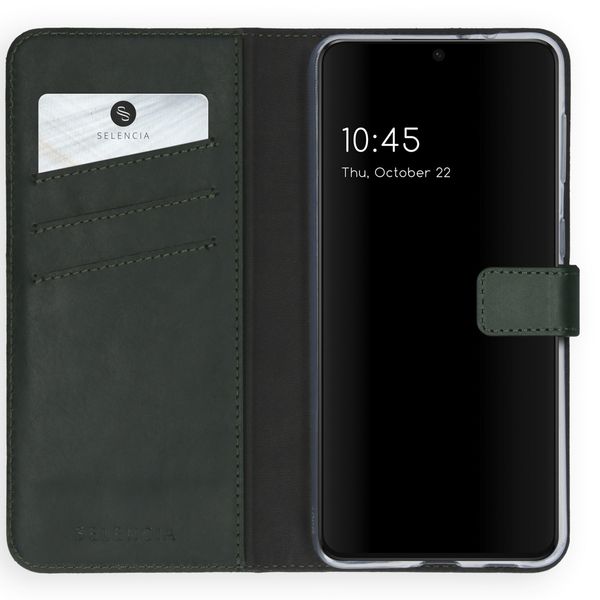 Selencia Echt Lederen Bookcase Samsung Galaxy S21 Plus - Groen