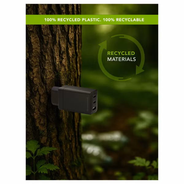 dbramante1928 Re-charge Oplader 2x USB-C 65W en USB-A 18W - Zwart