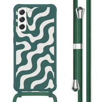 imoshion Siliconen design hoesje met koord Samsung Galaxy S21 FE - Petrol Green Groovy