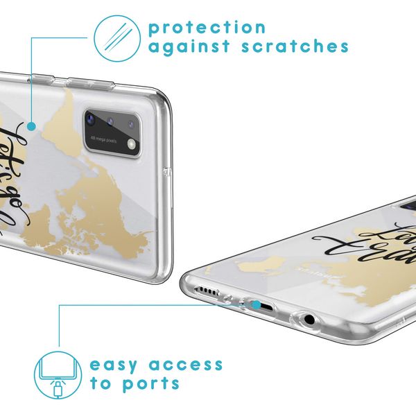 imoshion Design hoesje Samsung Galaxy A41 - Let's Go Travel / Zwart