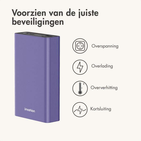 imoshion Ultra Series Aluminium Powerbank 20.000 mAh - Quick Charge en Power Delivery - Tropical Violet