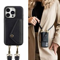 Selencia Sera Phone Case with Cord and Envelope Card Holder Apple iPhone 16 Pro - Black