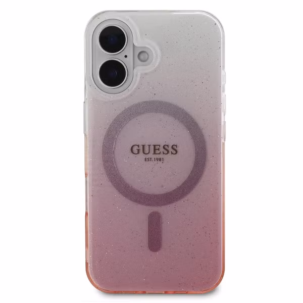 Guess MagSafe IML Glitter Gradient Case Apple iPhone 16 - Pink