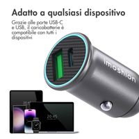 imoshion Mini autolader - 2 poorten - USB-A Quick Charge - USB-C Power Delivery - 60 Watt - Zwart - Apple iPhone 15
