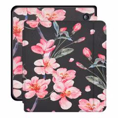 imoshion Design Slim Hard Case Sleepcover met stand Tolino Vision 5 - Blossom Watercolor Black