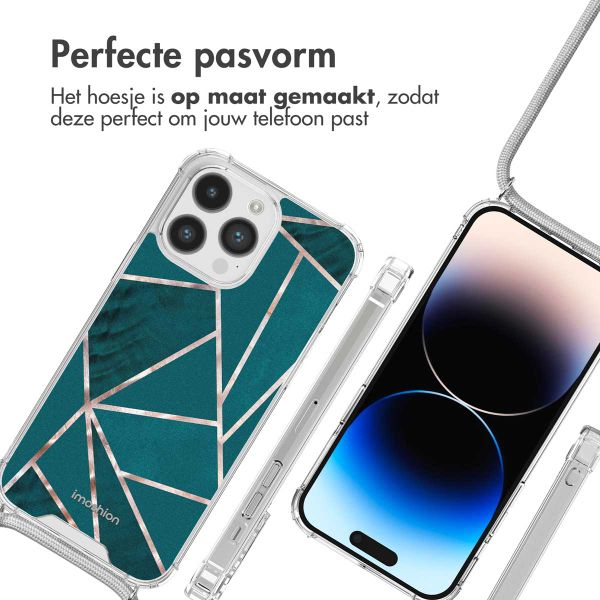 imoshion Design hoesje met koord Apple iPhone 14 Pro Max - Petrol Green Graphic