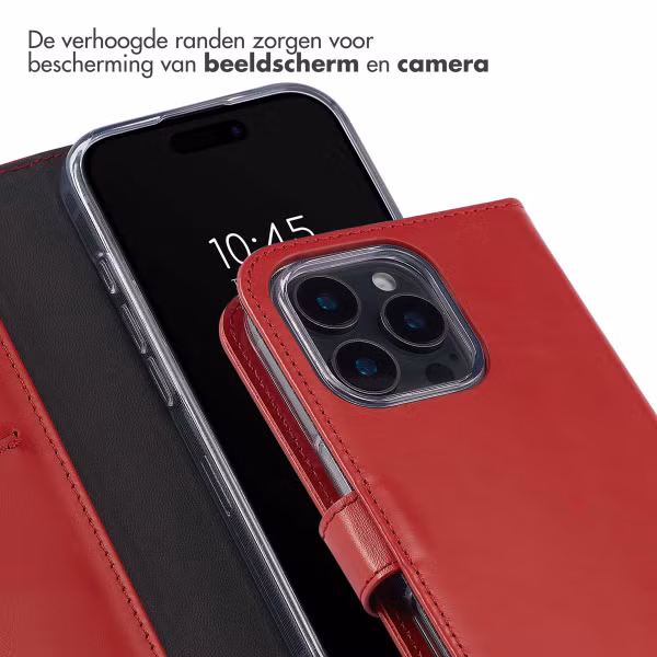 Selencia Echt Leren Bookcase Apple iPhone 16 Pro Max - Rood