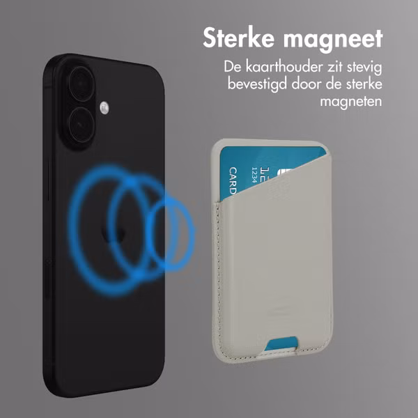 Accezz Magnetische Leren Kaarthouder - Geschikt voor Apple Find My - Light Grey
