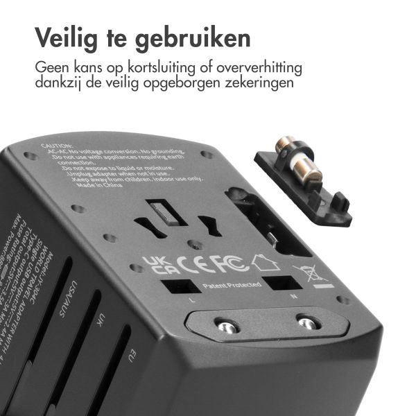 imoshion Universele wereldstekker - 3x USB-C & USB-A - Zwart