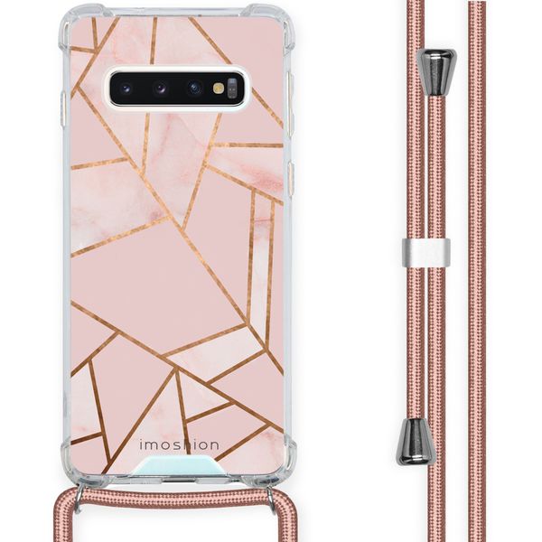 imoshion Design hoesje met koord Samsung Galaxy S10 - Grafisch Koper - Roze / Goud