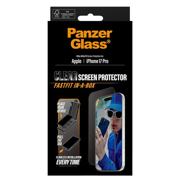 PanzerGlass Ultra Wide Fit FastFit in-a-box Screenprotector Apple iPhone 17 Pro