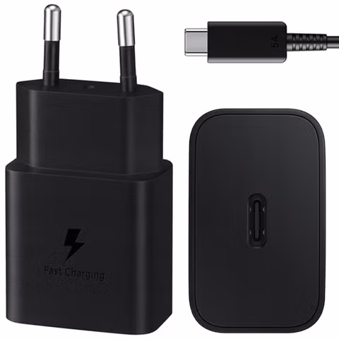 Samsung Original Power Adapter with USB-C cable - Charger - USB-C connection - Fast Charge - 15 Watt - 1 metre - Black