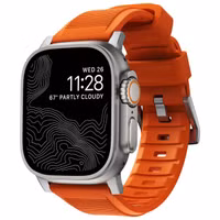 Nomad Rugged band FKM Apple Watch Series 1 t/m 10 / SE / Ultra (2) (44/45/46/49 mm) - Zilver/Oranje