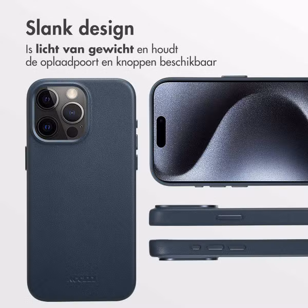 Accezz MagSafe Leather Backcover Apple iPhone 15 Pro - Nightfall Blue
