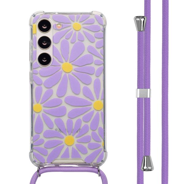 imoshion Design hoesje met koord Samsung Galaxy S23 - Tropical Violet Flowers Connect
