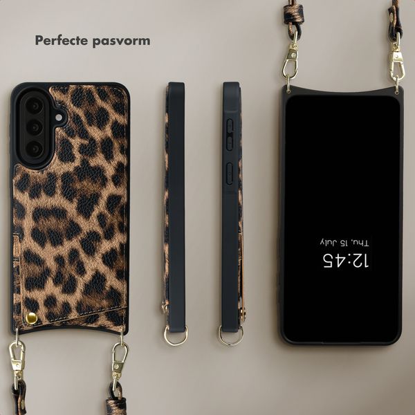 Selencia Nova Telefoonhoes met Koord en Pashouder Samsung Galaxy A57 (5G) - Leopard