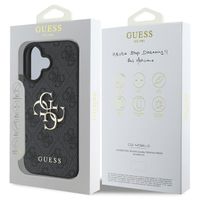 Guess 4G Metal Logo Backcover Apple iPhone 16 - Zwart