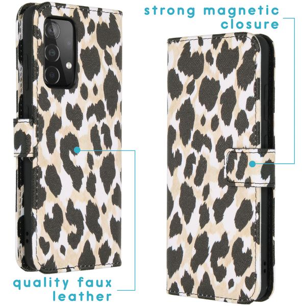 imoshion Design Softcase Bookcase Galaxy A72 - Golden Leopard