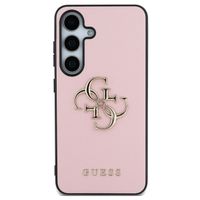 Guess 4G Metal Logo Saffiano Backcover Samsung Galaxy S25 - Roze