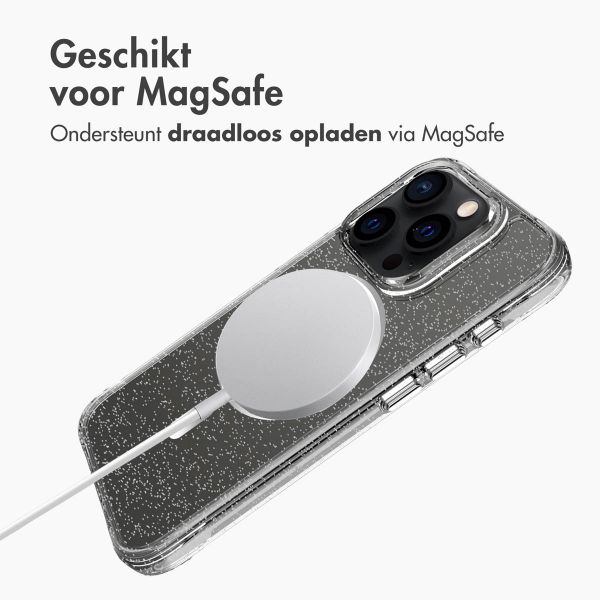 imoshion Clear Glitter Backcover met MagSafe iPhone 15 Pro Max - Zilver