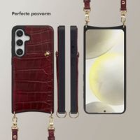 Selencia Nova Croco Telefoonhoes met Koord en Pashouder Samsung Galaxy S24 / S25 - Burgundy