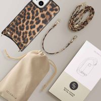 Selencia Nova Phone Case with Cord and Card Holder Apple iPhone 15 - Leopard