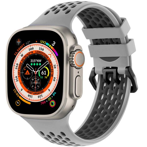 imoshion Siliconen sport bandje gesp Apple Watch Series 1 t/m 10 / SE / Ultra (2) (44/45/46/49 mm) - Grijs / Zwart