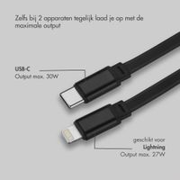 Accezz Autolader met uittrekbare kabels - USB-C / Lightning - 57W - Zwart