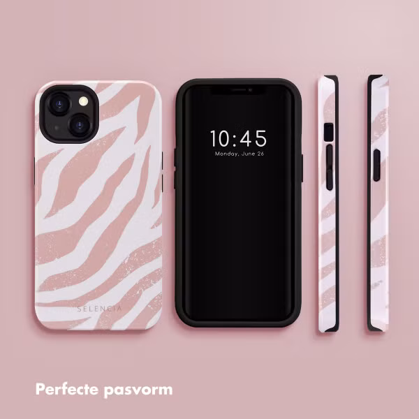 Selencia Vivid Backcover Apple iPhone 13 - Colorful Zebra Old Pink