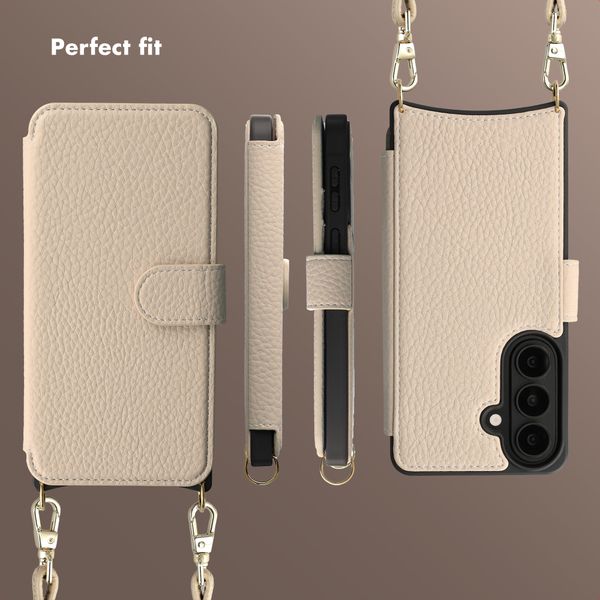 Selencia Riva Bookcase with MagSafe and phone strap Samsung Galaxy S26 - Beige